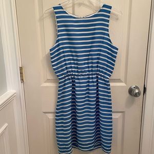 J Crew Factory Blue White Striped Sleeveless Sheath Dress Size 4
